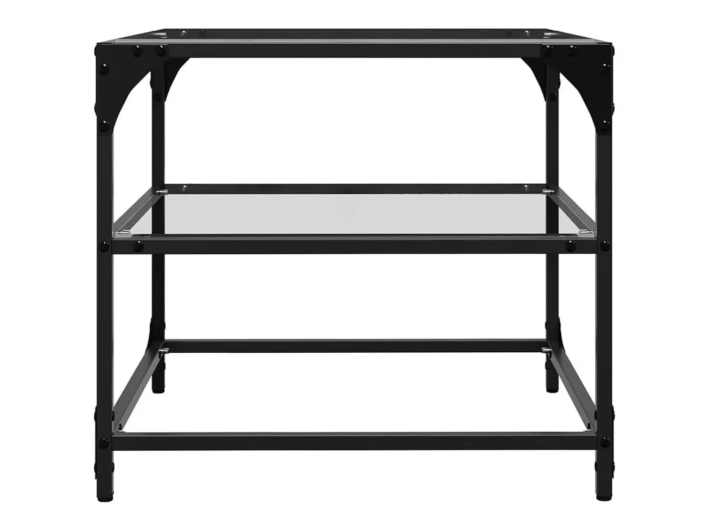 2 pcs Mesas de centro | Mesa de apoio | Mesa de café c/ topo vidro transparente 50x50x45cm aço