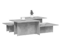 2 pcs Mesas de centro | Mesa de apoio | Mesa de café derivados de madeira cinzento-cimento