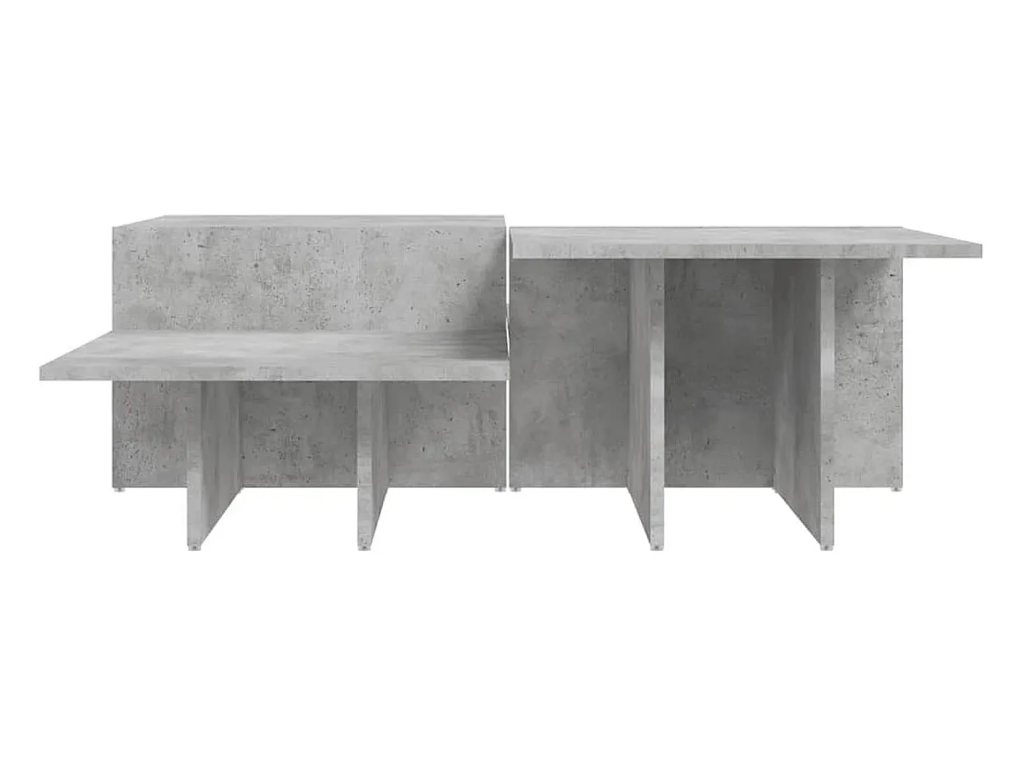 2 pcs Mesas de centro | Mesa de apoio | Mesa de café derivados de madeira cinzento-cimento