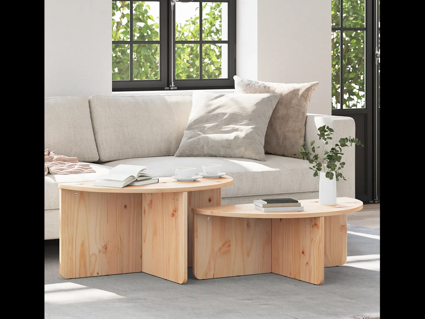 2 pcs Mesas de centro | Mesa de apoio | Mesa de café Natural 79x39.5x40 cm