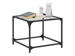 2 pcs Mesas de centro | Mesa de apoio | Mesa de café c/ topo vidro transparente 50x50x40cm aço