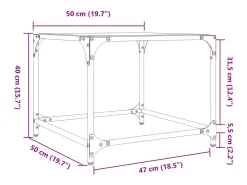 2 pcs Mesas de centro | Mesa de apoio | Mesa de café c/ topo vidro transparente 50x50x40cm aço