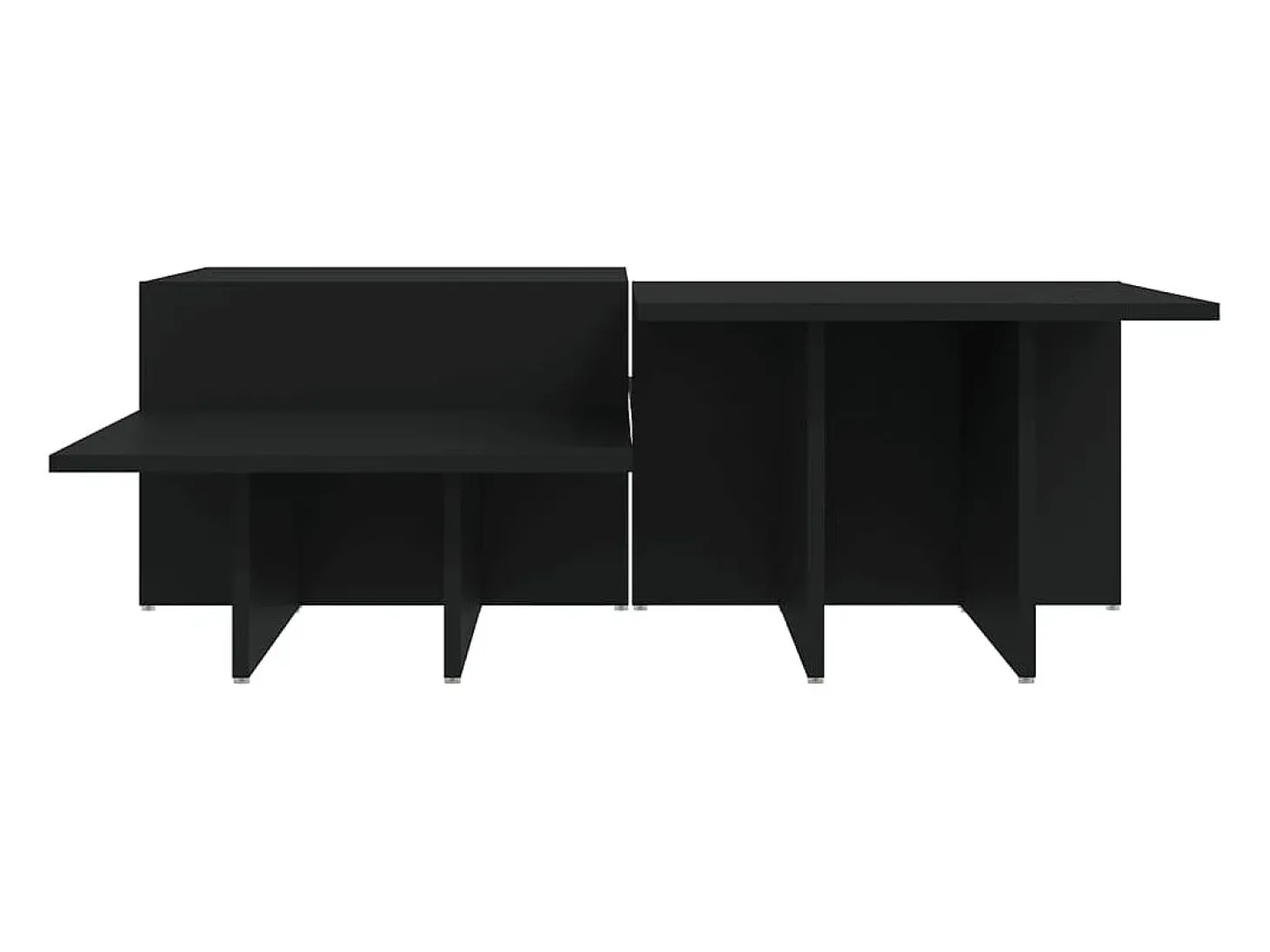2 pcs Mesas de centro | Mesa de apoio | Mesa de café derivados de madeira preto