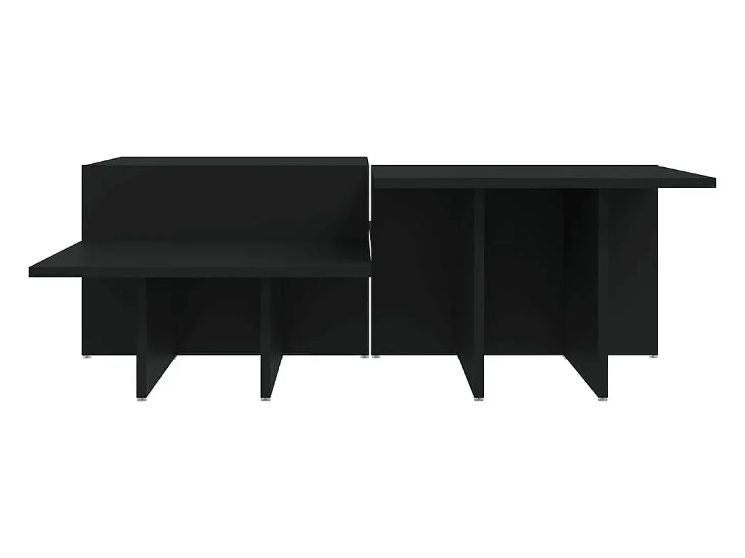 2 pcs Mesas de centro | Mesa de apoio | Mesa de café derivados de madeira preto