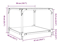 2 pcs Mesas de centro | Mesa de apoio | Mesa de café c/ topo vidro transparente 50x50x40cm aço