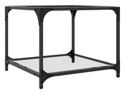 2 pcs Mesas de centro | Mesa de apoio | Mesa de café c/ topo vidro transparente 50x50x40cm aço