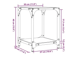 2 pcs Mesas de centro | Mesa de apoio | Mesa de café c/ topo em vidro preto 30x30x40 cm aço