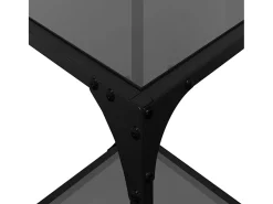 2 pcs Mesas de centro | Mesa de apoio | Mesa de café c/ topo em vidro preto 30x30x40 cm aço