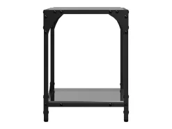 2 pcs Mesas de centro | Mesa de apoio | Mesa de café c/ topo em vidro preto 30x30x40 cm aço