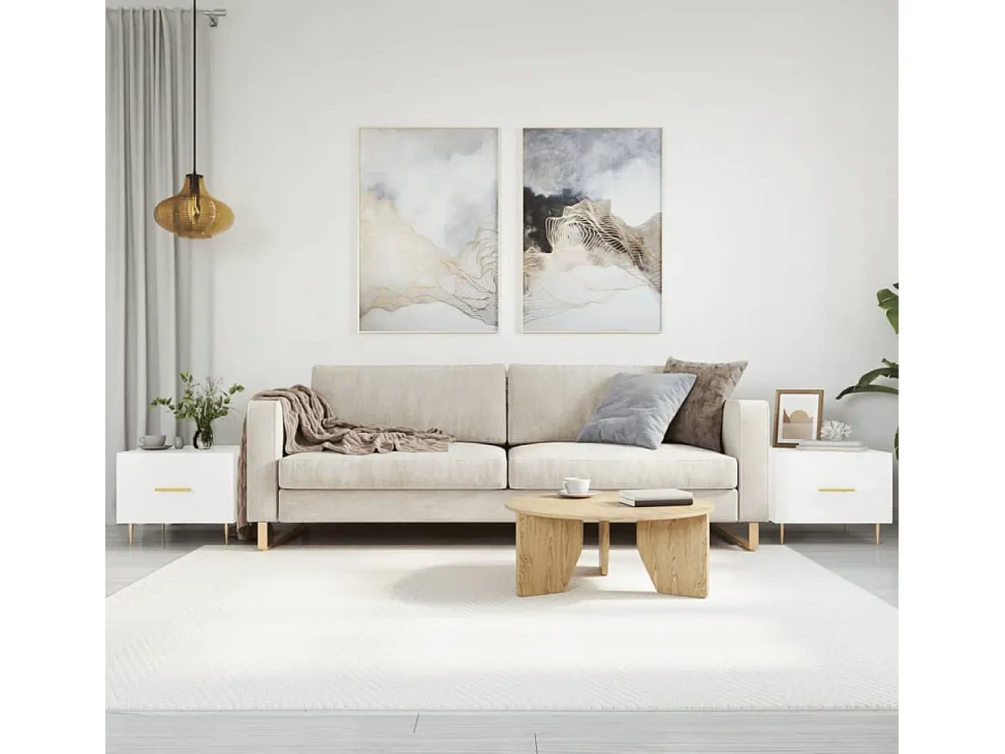 2 pcs Mesas de centro | Mesa de apoio | Mesa de café 50x50x40 cm branco brilhante