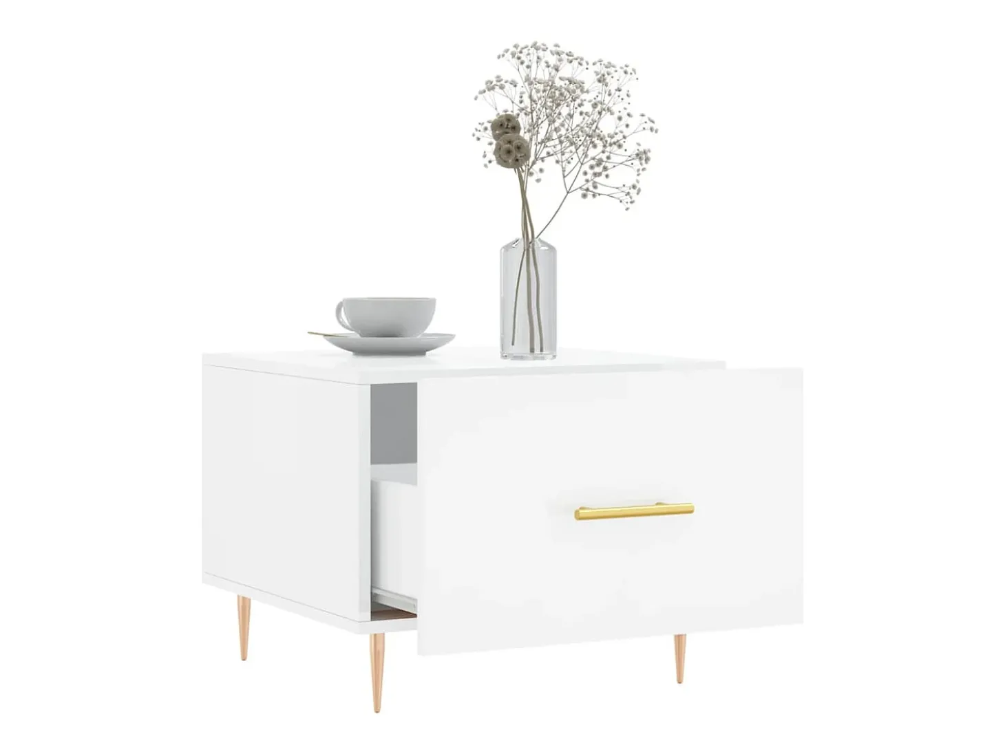 2 pcs Mesas de centro | Mesa de apoio | Mesa de café 50x50x40 cm branco brilhante