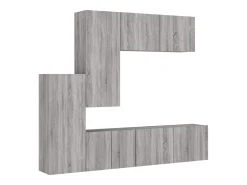 5 pcs móveis de parede p/ TV derivados de madeira cinza sonoma