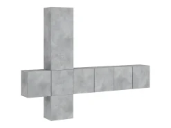 5 pcs móveis de parede p/ TV derivados de madeira cinza cimento PT519288
