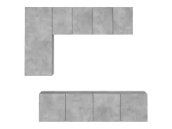 5 pcs móveis de parede p/ TV derivados de madeira cinza cimento