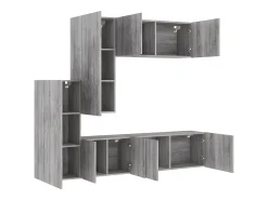 5 pcs móveis de parede p/ TV derivados de madeira cinza sonoma PT875765