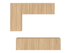 5 pcs móveis de parede p/ TV derivados madeira carvalho sonoma
