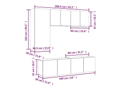 5 pcs móveis de parede p/ TV derivados madeira carvalho sonoma