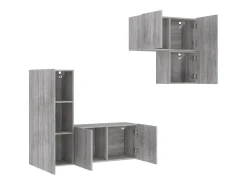 4 pcs móveis de parede p/ TV derivados de madeira cinza sonoma PT547626