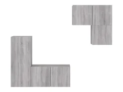 4 pcs móveis de parede p/ TV derivados de madeira cinza sonoma PT547626
