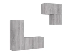 4 pcs móveis de parede p/ TV derivados de madeira cinza sonoma PT547626
