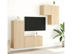 4 pcs móveis de parede p/ TV derivados madeira carvalho sonoma PT164357