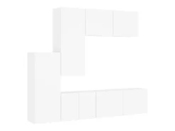 5 pcs móveis de parede p/ TV derivados de madeira branco