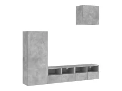 4 pcs móveis de parede p/ TV derivados de madeira cinza cimento PT627936