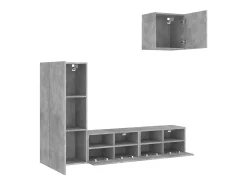 4 pcs móveis de parede p/ TV derivados de madeira cinza cimento PT627936
