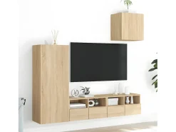 4 pcs móveis de parede p/ TV derivados madeira carvalho sonoma PT151121