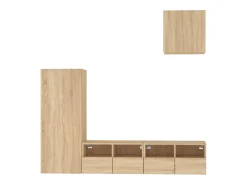 4 pcs móveis de parede p/ TV derivados madeira carvalho sonoma PT151121