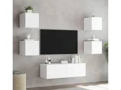 5 pcs móveis de parede para TV com luzes LED branco PT298657
