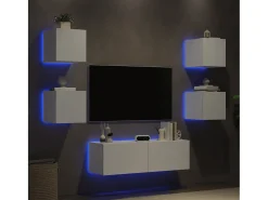5 pcs móveis de parede para TV com luzes LED branco PT298657