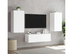 3 pcs móveis de parede para TV com luzes LED branco PT778888