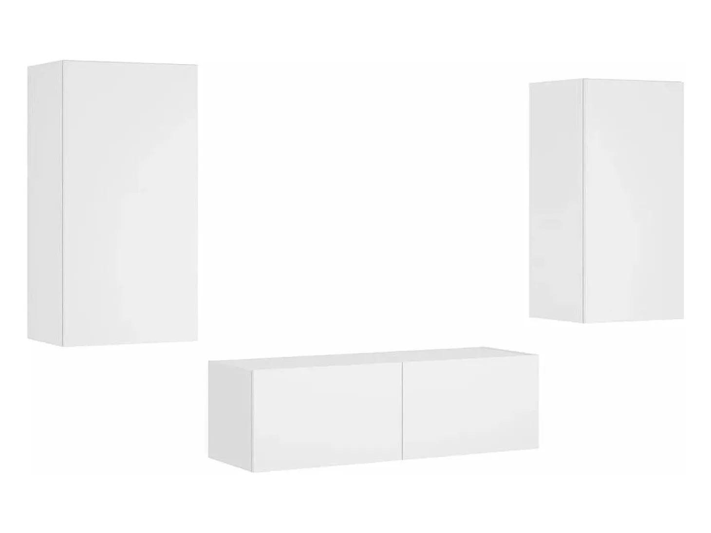 3 pcs móveis de parede para TV com luzes LED branco PT778888