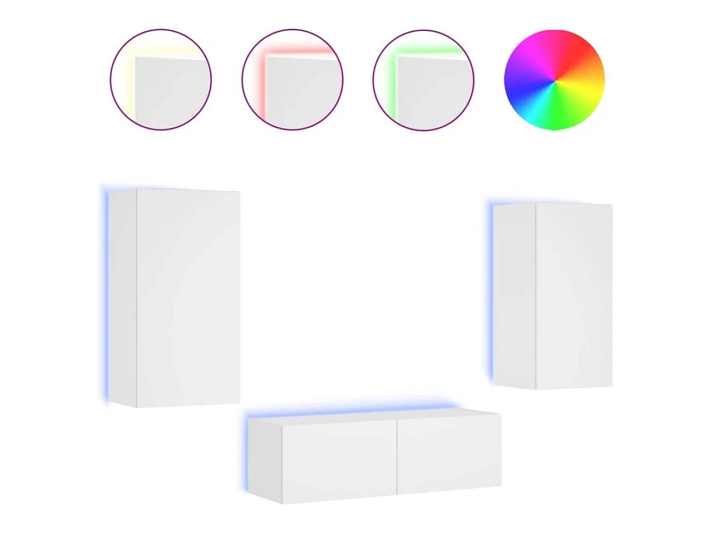 3 pcs móveis de parede para TV com luzes LED branco PT778888