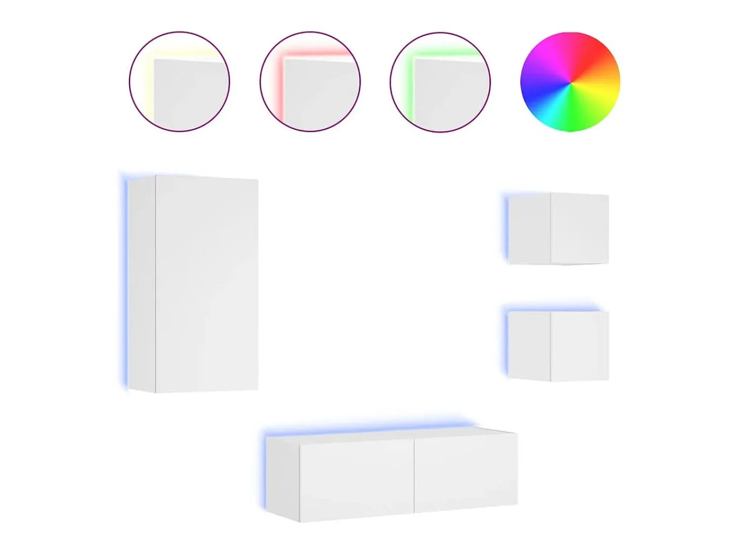 4 pcs móveis de parede para TV com luzes LED branco PT690198