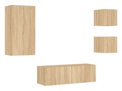 4 pcs móveis de parede para TV com luzes LED carvalho sonoma PT261673