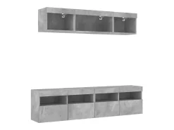 5 pcs móveis parede p/ TV c/ LEDs deriv. madeira cinza cimento