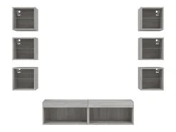 8 pcs móveis parede p/ TV c/ LEDs deriv. madeira cinza sonoma