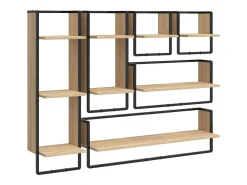 6 pcs prateleiras parede derivados de madeira carvalho sonoma
