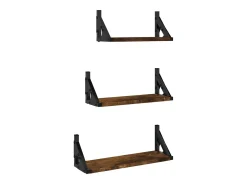 3 pcs prateleiras parede derivados de madeira carvalho fumado PT769265