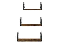 3 pcs prateleiras parede derivados de madeira carvalho fumado PT769265