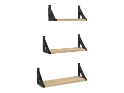 3 pcs prateleiras parede derivados de madeira carvalho sonoma PT969442