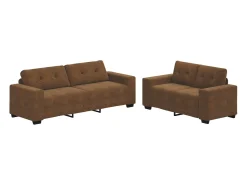| Sofá | 2 pcs Castanho 221 x 78 x 80 cm Couro sintético