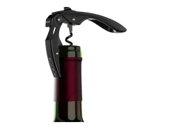 Abridor de vinho de alavanca dupla high tech preto com engrenagem anti-desgaste e espiral de teflon