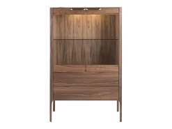 Aparador alto em nogueira com tampo de vidro em imitação de mármore e iluminação interior 3075 ANGEL CERDA