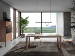 Aparador alto em nogueira com tampo de vidro em imitação de mármore e iluminação interior 3075 ANGEL CERDA