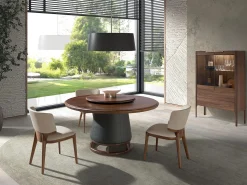 Aparador alto em nogueira com tampo de vidro em imitação de mármore e iluminação interior 3075 ANGEL CERDA