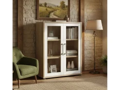 Aparador Ampezzo, Buffet de sala, Aparador de sala, Despensa de cozinha, 89x40 h113 cm, Carvalho e Branco