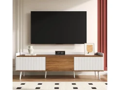Aparador baixo de 3 portas com prateleira, 160 cm de altura, para TV, moderno, ideal para sala de estar, na cor branca.